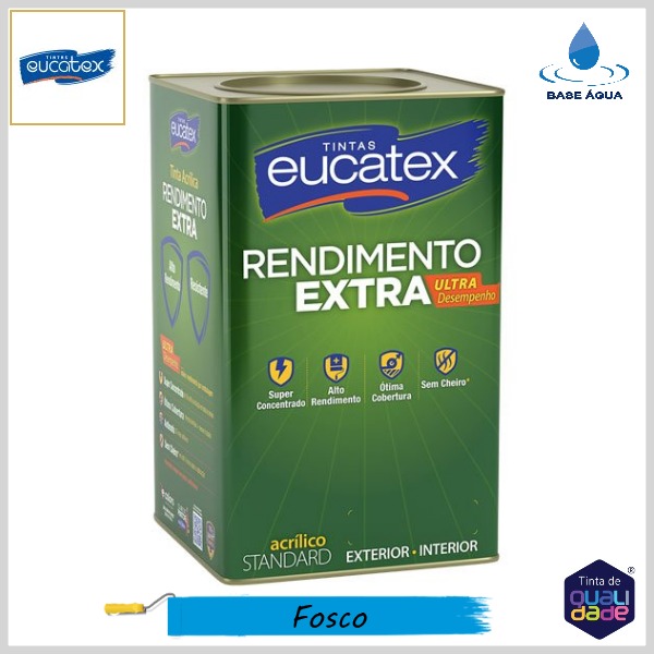 Tinta Acrílica Rendimento Extra Standard Fosco, Lata 18lt